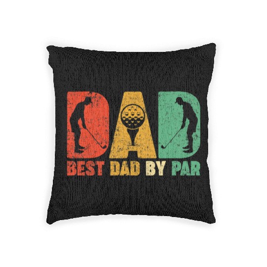 Retro Vintage Best Dad By Par Golf Dad Fathers Day Woven Pillows