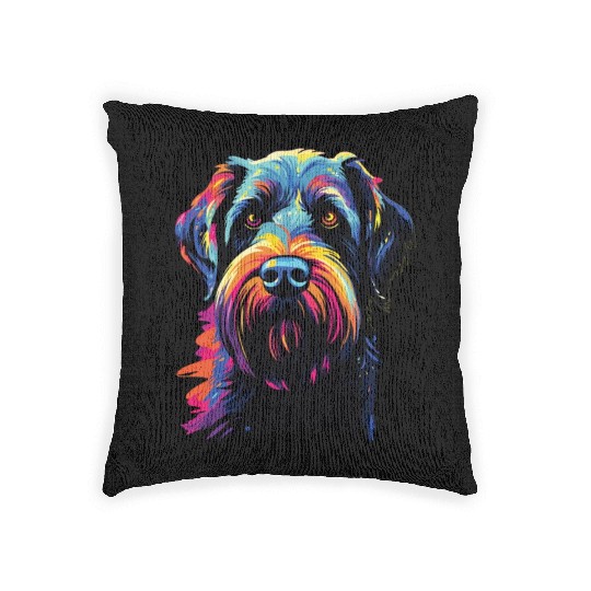 Watercolor Colorful Giant Schnauzer Woven Pillows