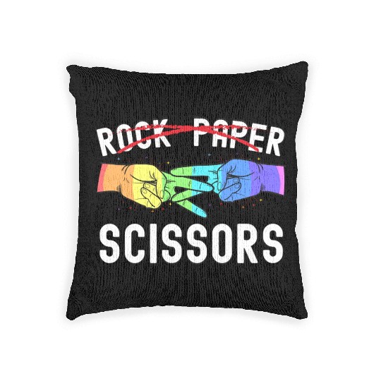 Lesbian Pride Rock Paper Scissors Funny LGBTQ Woven Pillows
