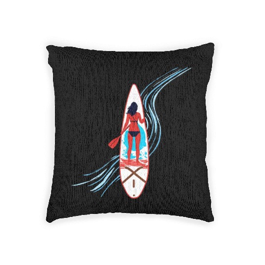 Paddleboard Paradise: A Tropical Escape Woven Pillows