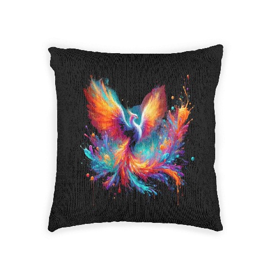Resurgence of Radiance - Majestic Phoenix Art Woven Pillows