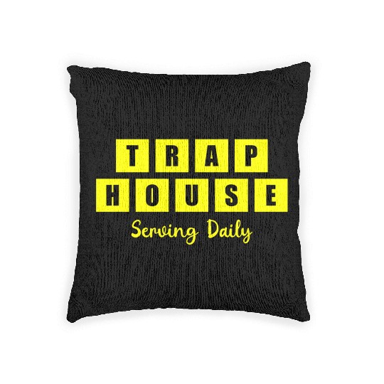 Trap House Serving Daily Black Waffle Woven Pillows