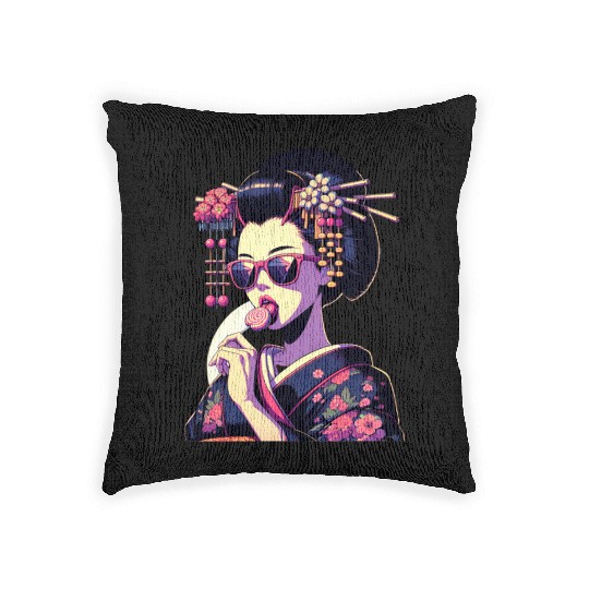 Japanese Geisha in Kimono, Geishas from Kyoto Woven Pillows