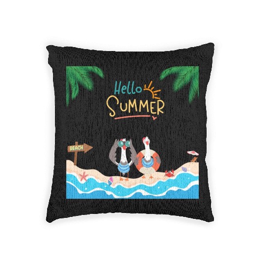 beach lobster Woven Pillows