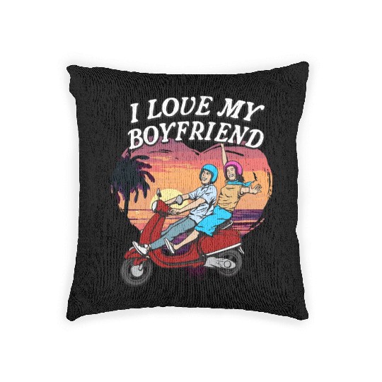 I Love My Boyfriend Funny Valentines Day Humor Woven Pillows