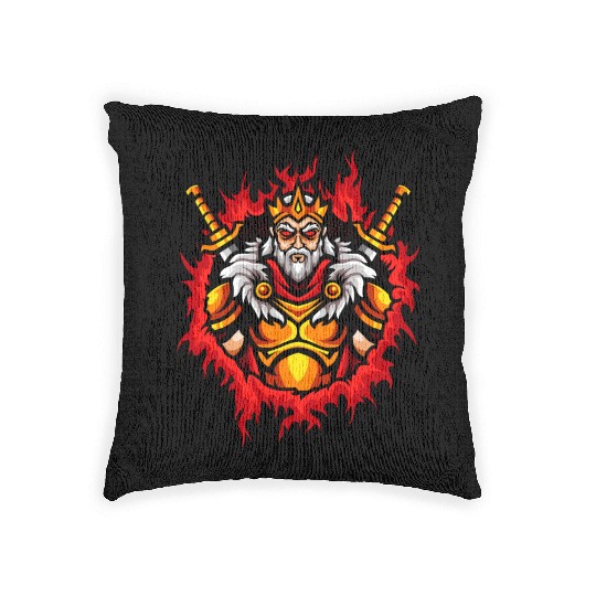 Monarch With Halftone Fire Background Woven Pillows