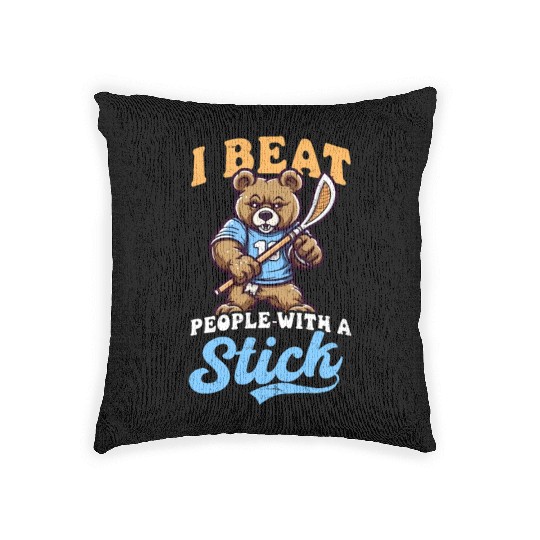 Lacrosse Coach Beat People Stick Bear Woven Pillows
