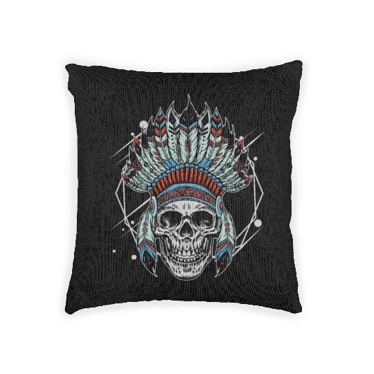 Indigenous Native American Skull Head Woven Pillows