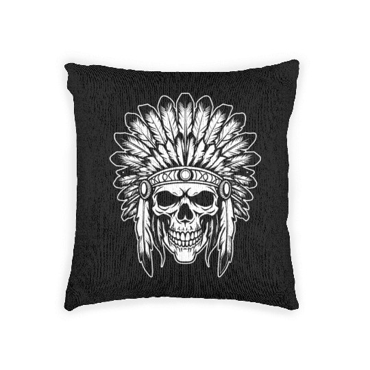 Indigenous Native American Skull Head Woven Pillows