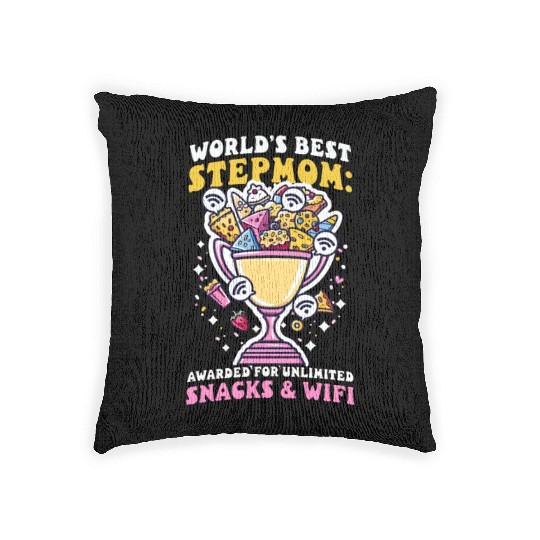 Mothers Day Step Mom Awarded Unlimited Snacks Wifi Woven Pillows