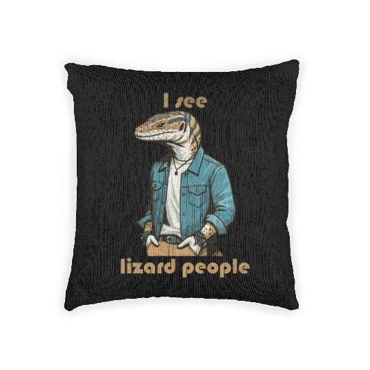 I see lizard people Woven Pillows