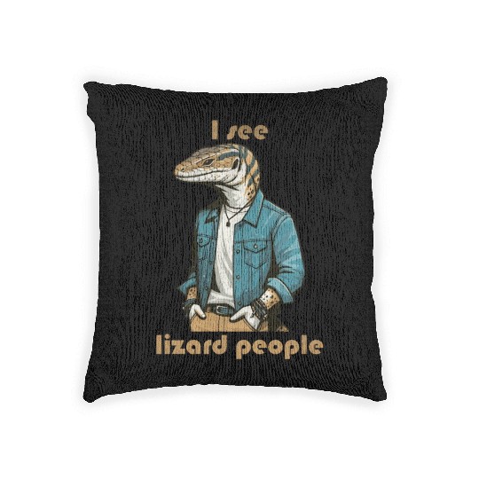 I see lizard people Woven Pillows