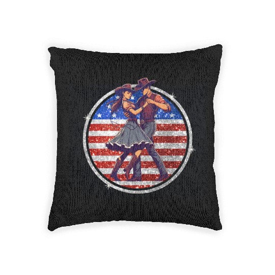 VINTAGE COWGIRL,TWO STEP, COUNTRY & WESTERN DANCE Woven Pillows
