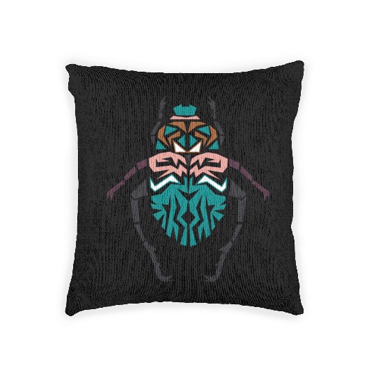 Unique Beetle Insect Vector Colorful Shape Woven Pillows