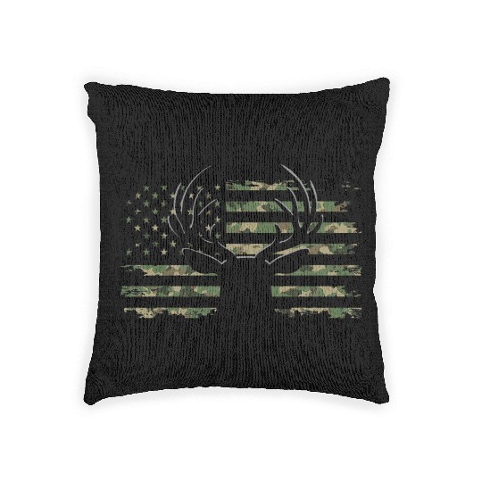 American Flag Camouflage Outdoor Antlers Deer Woven Pillows