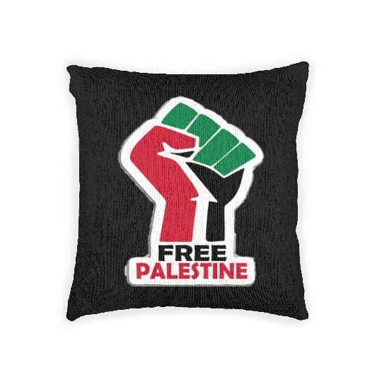 Bold Pro-Palestine Fist Design free Palestine free Woven Pillows