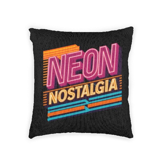 Neon Nostalgia: Pay homage to the retro neon aesth Woven Pillows