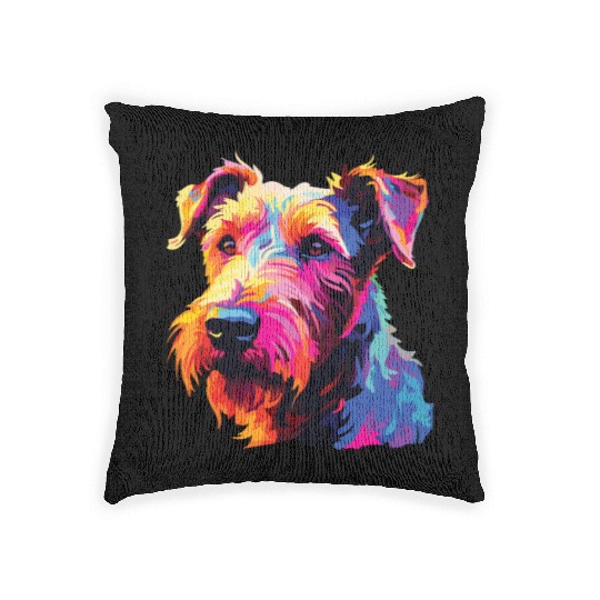 Watercolor Colorful Irish Terrier Woven Pillows