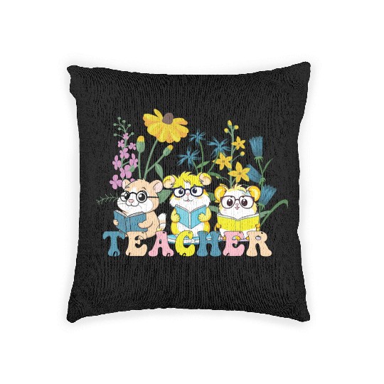 Wildflower Teacher Woven Pillows, Groovy Hamster Educator