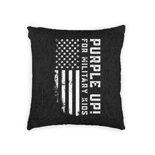 US Flag Purple Up for Military Kids Woven Pillows