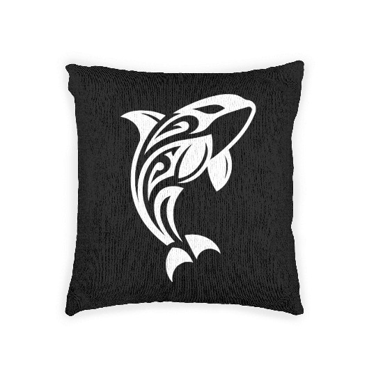 Jumping Orca T Tattoo Style Woven Pillows