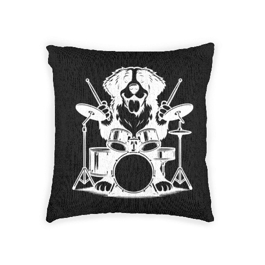 Cool Bernese Mountain Dog Drummer Design Woven Pillows