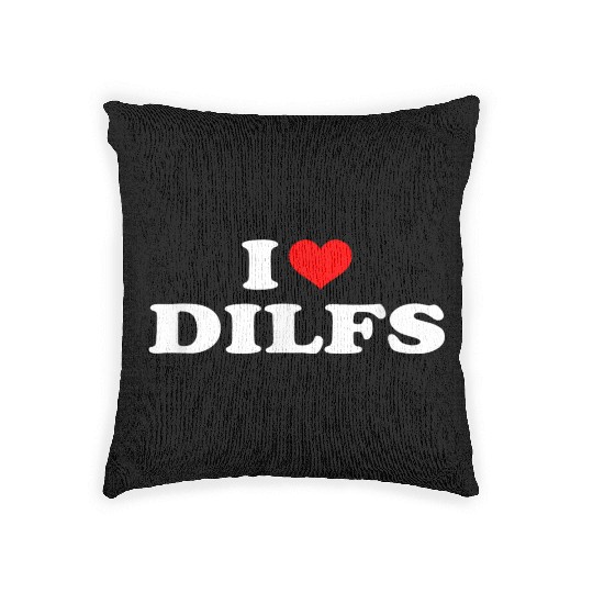 Funny I Love DILFs I heart DILFs Red Heart Cool Woven Pillows