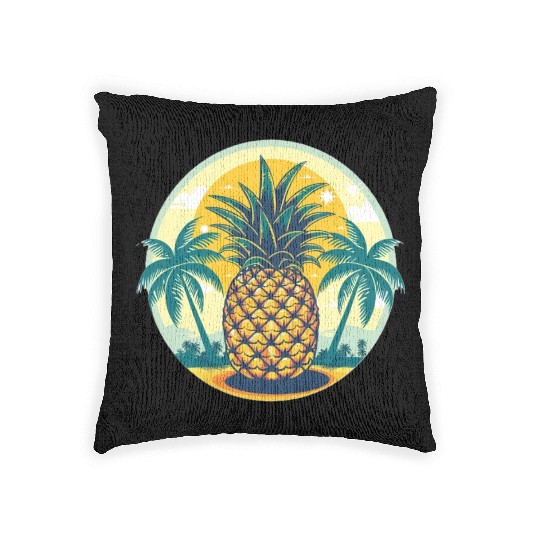 Classic Pineapple and Palm Trees Woven Pillows