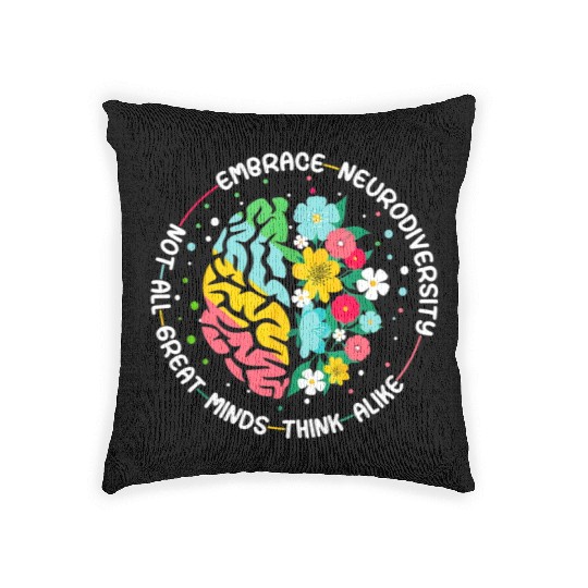 Embrace Neurodiversity Brain Autism Awareness ADHD Woven Pillows