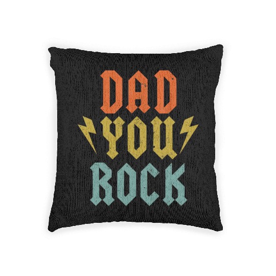 Fathers Day Funny Dad You Rock Guitar Vintage Woven Pillows