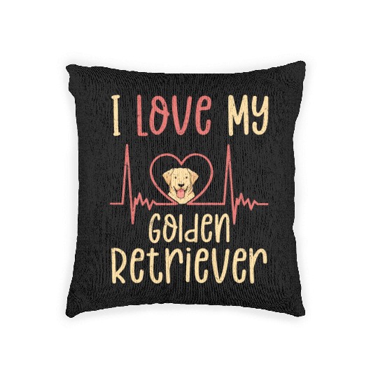 I Love My Golden Retriever Dog Owner Retriever Bre Woven Pillows