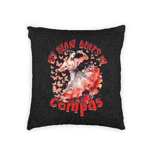 Flamenco My heart beats in compás Woven Pillows