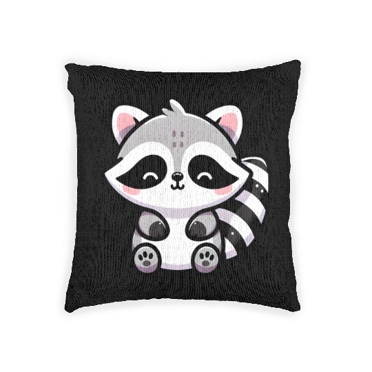 Cute Raccoon Cub Woven Pillows