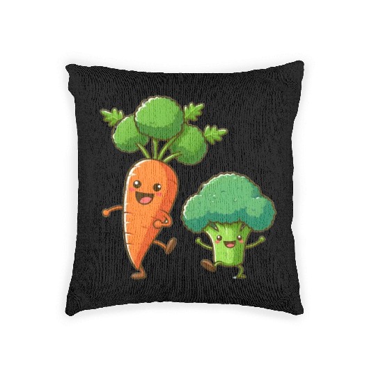 Carrot Dancing with Broccoli Woven Pillows