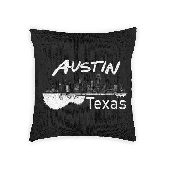 Austin Texas Souvenir Guitar Music Lover Woven Pillows