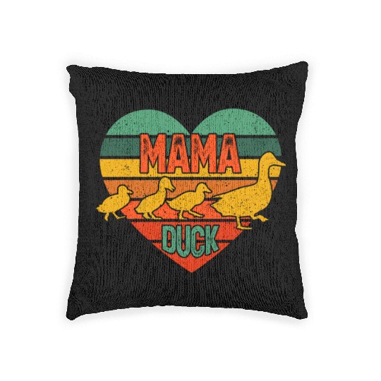 Mama Duck 3 Ducklings Duck Mom Mother's Day Woven Pillows