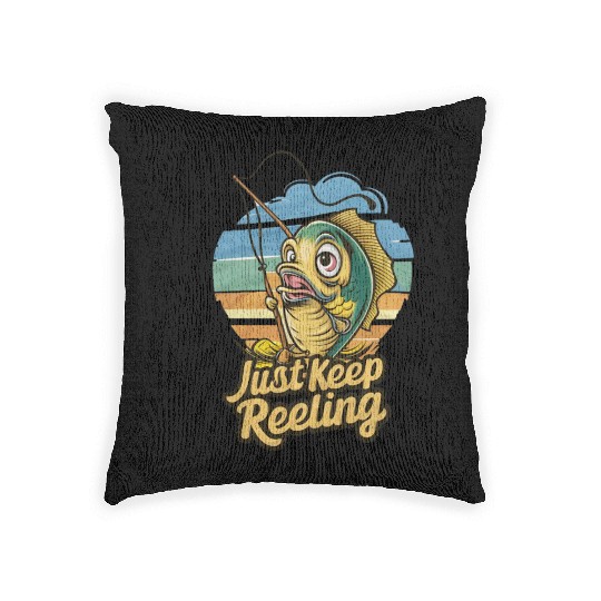 Fishing just keep reeling Woven Pillows