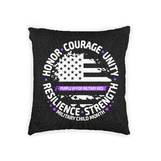 Purple Up for Military Kid Us Flag Cool Military Woven Pillows