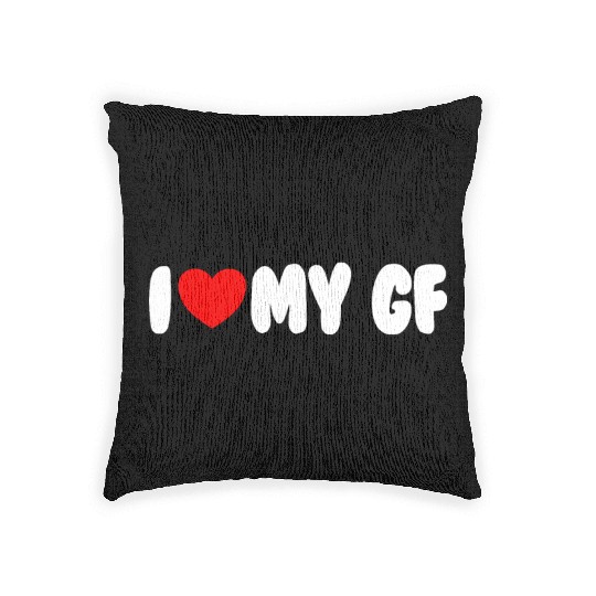 I Love My GF Red Heart Matching Couple Girlfriend Woven Pillows