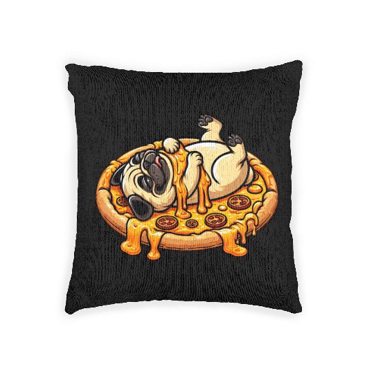 Pug & Pizza: A Cheese Celebration for Lovers Woven Pillows