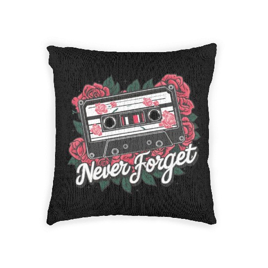 A cassette tape colored with roses Woven Pillows