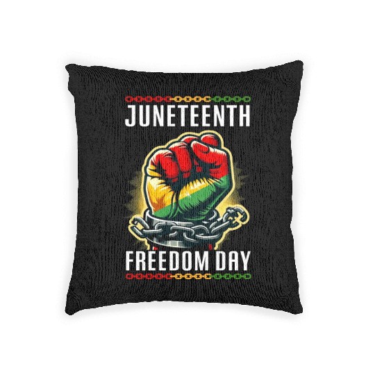 Juneteenth breaking chains, embracing freedom Woven Pillows