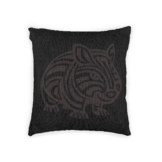 Wombat Tribal Style Vector Design Single Color Woven Pillows