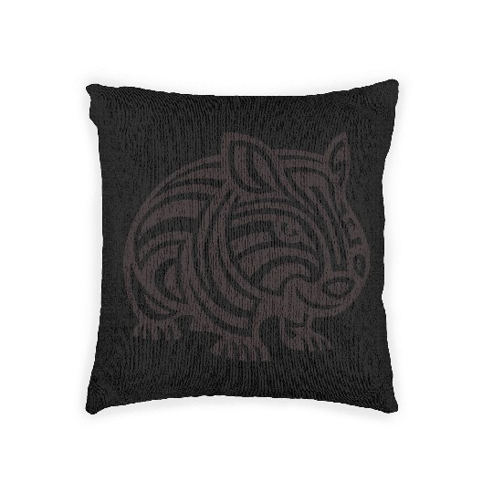 Wombat Tribal Style Vector Design Single Color Woven Pillows