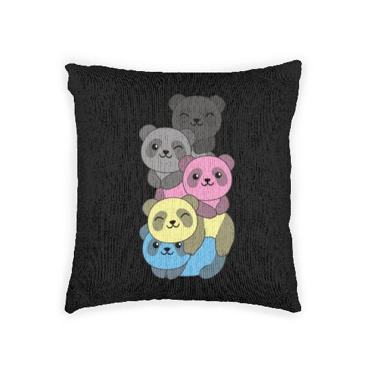 Polygender Flag Pride Lgbtq Cute Panda Woven Pillows