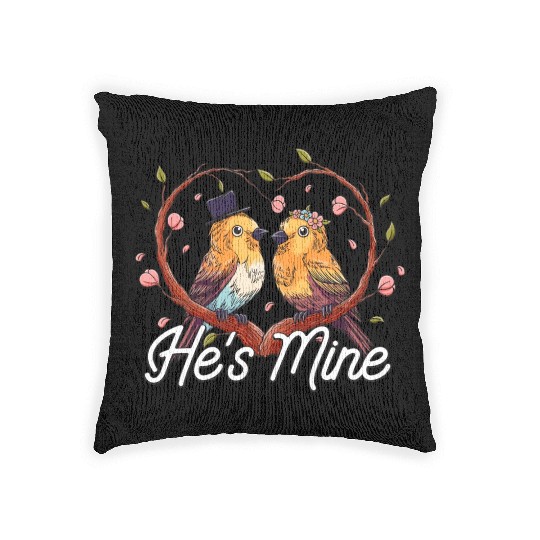 Hes Mine Funny Bride Humor Future Wife Wedding Pun Woven Pillows