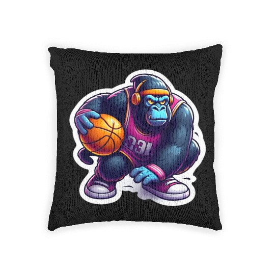 Cool Funky Gorilla Slammin' Basketball Woven Pillows