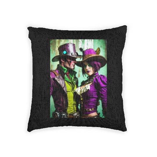 dark purple and green avatars ax vs nox 1 Woven Pillows