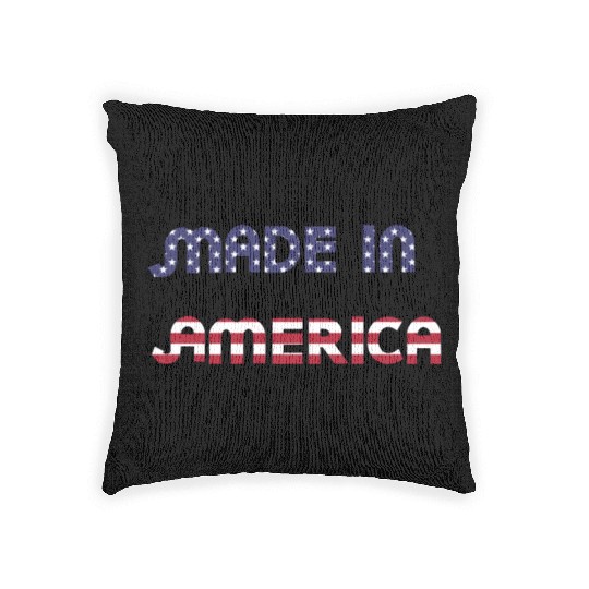 Made in America American Flag Font Funny Patriotic Woven Pillows