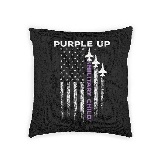 Purple Up For Military Kids Force US Flag Woven Pillows
